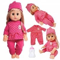 Duża lalka bobas jak żywa interaktywna dźwięk, akcesoria: butelka, ubranka