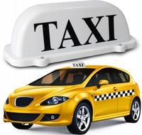 KOGUT TAXI LAMPA LED BIAŁY Z NAPISEM NA MAGNES