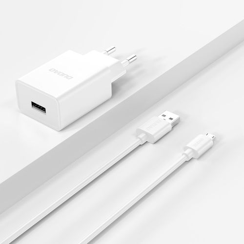 ładowarka sieciowa usb-a 2.1a + kabel usb-a - microusb - biała na Arena.pl