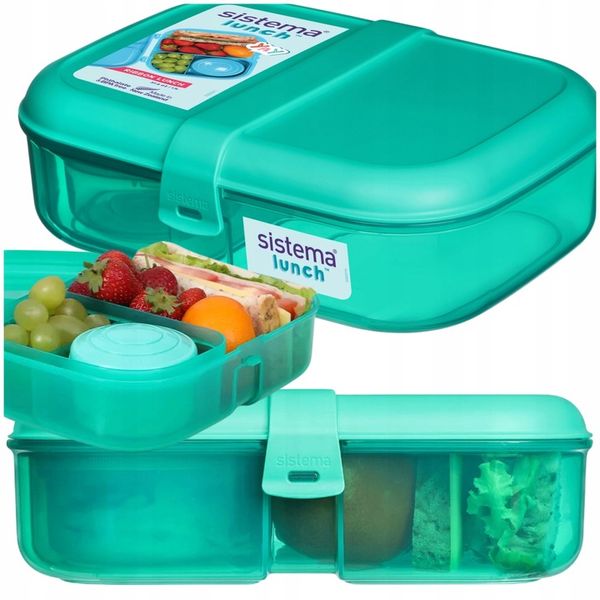 LUNCH BOX ŚNIADANIÓWKA Z PRZEGRÓDKAMI SISTEMA BOX POJEMNIK JEDZENIE 1100ml zdjęcie 1