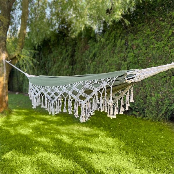 Hamak boho makrama - zielony zdjęcie 4
