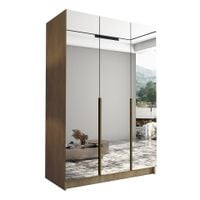 Szafa CALIA III 150 cm z lustrem-pojemna garderoba-CREMONA+ZŁOTY