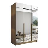 Szafa CALIA III 150 cm z lustrem-pojemna garderoba-CREMONA+ZŁOTY