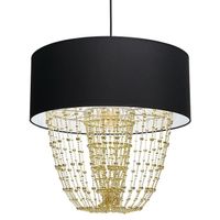 Abażurowa LAMPA wisząca ALMERIA MLP6442 Milagro okrągła OPRAWA zwis z kryształkami crystal glamour czarny złoty