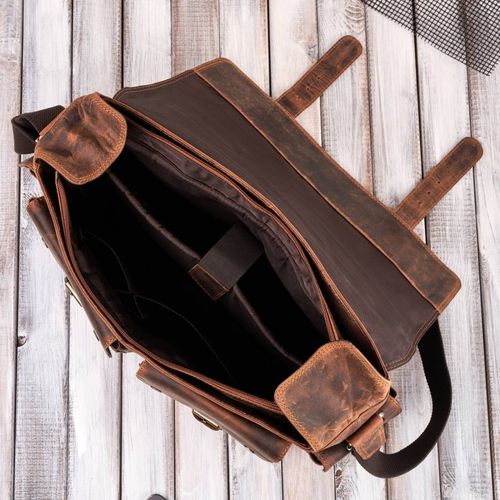 skórzana torba męska na laptopa wytrzymała pojemna brązowa vintage na Arena.pl