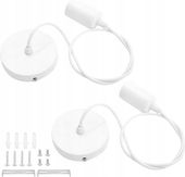 OPRAWKA LAMP E27 WISZĄCA BIAŁA METALOWA KABEL 100CM KUCHNIA 2SZT stalowy