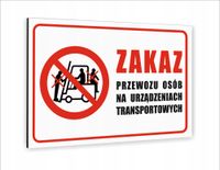 Tabliczka znak informacyjny20x15 ZAKAZ PRZEWOZU OSÓB NA MASZYNACH