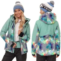 KOLOROWE WZORKI ZIMOWA KURTKA NARCIARSKA NA STOK NA NARTY DAMSKA CIEPŁA S