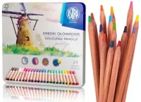 Kredki ołówkowe z drewna cedrowego zestaw 24 kolorów w metalowym opakowaniu