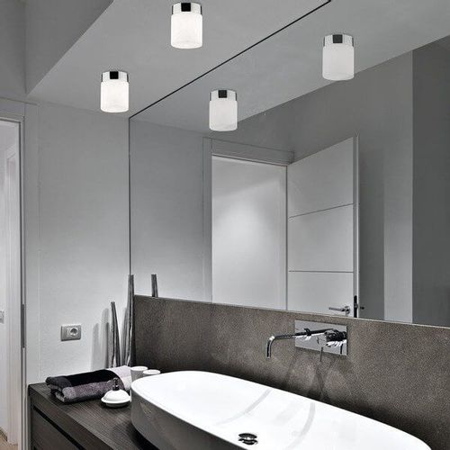 Łazienkowa lampa sufitowa Cayo 8055 szklana tuba biała czarna na Arena.pl