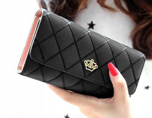 Elegancki Portfel damski na zatrzask skórzany duży rozkładany pojemny skóra na Arena.pl