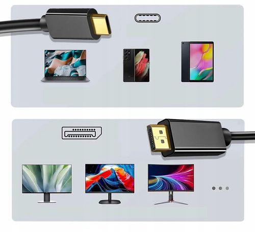 Kabel USB C do Display port Przejściówka adapter DP 4K Thunderbolt 1,8M na Arena.pl