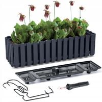 SKRZYNKA BALKONOWA DONICZKA 58cm Z UCHWYTAMI ANTRACYT miernik wilgoci