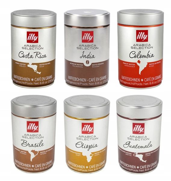 Zestaw degustacyjny kaw ziarnistych Illy 250g (6 puszek) KAWY ŚWIATA zdjęcie 1
