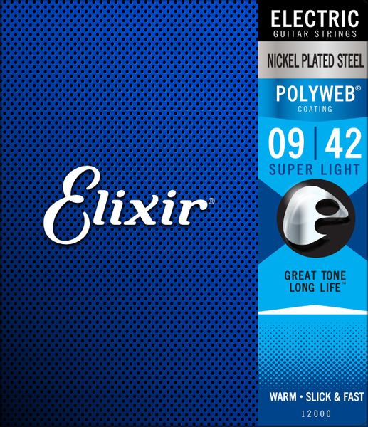 Struny do gitary elektrycznej Elixir 12000 Nickel POLYWEB Coating 9-42 zdjęcie 1