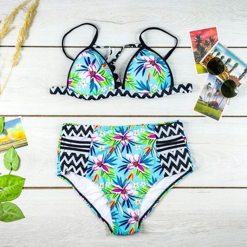 Komplet bikini dwuczęściowe push up wysoki stan strój kąpielowy basen plaża na Arena.pl