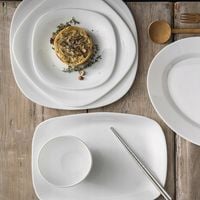 Serwis obiadowy na 6 osób biały kwadratowy +półmisek kwadrat PARMA Bormioli