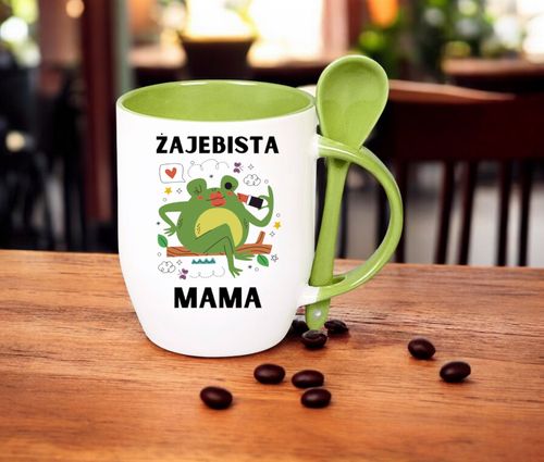 KUBEK Z ŁYŻECZKĄ PREZENT NA DZIEŃ MATKI URODZINY DLA MAMY TEŚCIOWEJ WZORY na Arena.pl