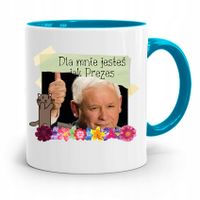 Kubek Błękitny Śmieszny Pis Jarosław Kaczyński Z Nadrukiem Ze Zdjęciem