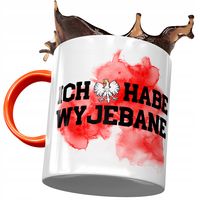 Kubek Pomarańczowy Śmieszny Ich Habe Wyj*Bane Z Nadrukiem Ze Zdjęciem