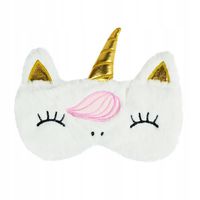 opaska na oczy biały jednorożec do spania lekka wygodna złoty róg maseczka