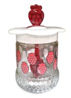 SŁOIK SZKLANY DO DŻEMU Z POKRYWKĄ I ŁYŻECZKĄ TADAR 370 ML