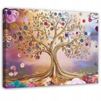 OBRAZ DRZEWO ABSTRAKCJA KWIATY DO SALONU SYPIALNI KUCHNI NA PŁÓTNIE 60x40