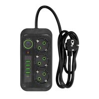 Przedłużacz Listwa Zasilająca 1,5m 3gn + 4x USB-A + USB-C Wyłącznik Czarny
