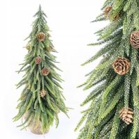 CHOINKA SZTUCZNA mała zielona na biurko SZYSZKI BROKAT złota 28 cm