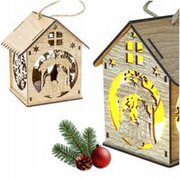 Lampion drewniany adwentowy świąteczny latarenka na roraty dla dzieci LED