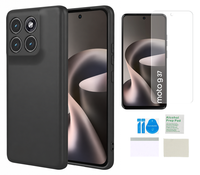 Etui do MOTOROLA MOTO G37 czarny case matowy + folia ochronna na ekran TPU