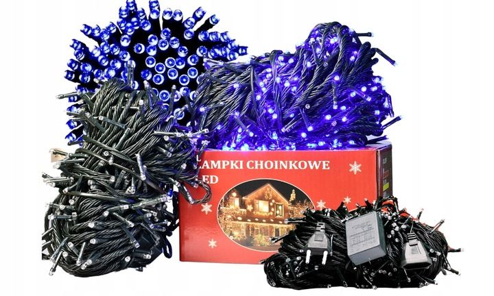 MOCNE NIEBIESKIE LAMPKI CHOINKOWE 500 LED ŚWIATEŁKA ZEWNĘTRZNE WEWNĘTRZNE zdjęcie 2