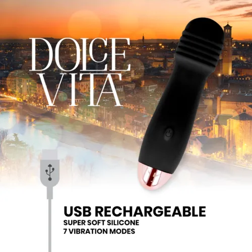 dolce vita trzy czarny - wibrujące urządzenie intymne 7 trybow usb 12,2 cm na Arena.pl