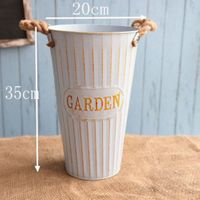 Vintage Doniczka doniczka - Wiadro - METALOWA - Idealna Do Domu I Ogrodu L Biały