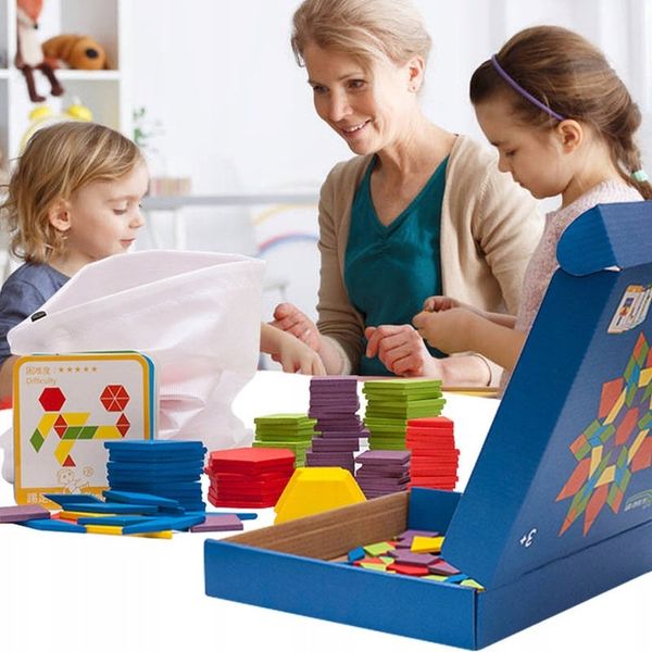 Puzzle Drewniane Układanka Montessori Mozaika XXL Klocki Drewniane 155elem. zdjęcie 5