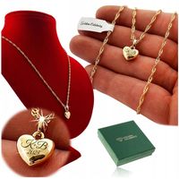 ZŁOTY NASZYJNIK SERCE Z GRAWEREM, ŁAŃCUSZEK ZAWIESZKA DLA NIEJ NA