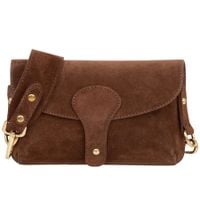 VERA PELLE torebka damska zamszowa listonoszka z paskiem V705 brązowa