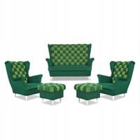 Zestaw uszak CAROL DUO sofa fotele pufy Family Meble seledynowo - zielony