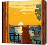 Obraz 70x70cm Zachód przez Kocie Oczy