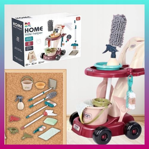 Duży DZIECIĘCY ZESTAW DO SPRZĄTANIA Wózek Mop Miotła Dla dzieci na Arena.pl