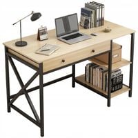 BIURKO KOMPUTEROWE LOFT INDUSTRIALNE SZUFLADA PÓŁKI JASNY DĄB SKANDYNAWSKI