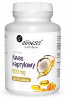 Aliness Kwas kaprylowy 600 mg 90 kapsułek Candida KETO olej MCT z kokosa