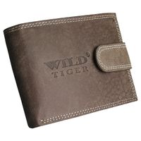 Portfel męski skóra nubuk nap Wild Tiger  - ciemnobrązowy