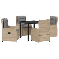Zestaw do jadalni w ogrodzie 5 pcs Beżowy polirattan