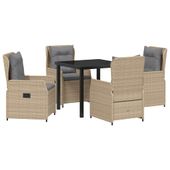 Zestaw do jadalni w ogrodzie 5 pcs Beżowy polirattan