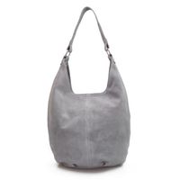 VERA PELLE torebka skórzana zamszowa worek na ramię V058 j.szara
