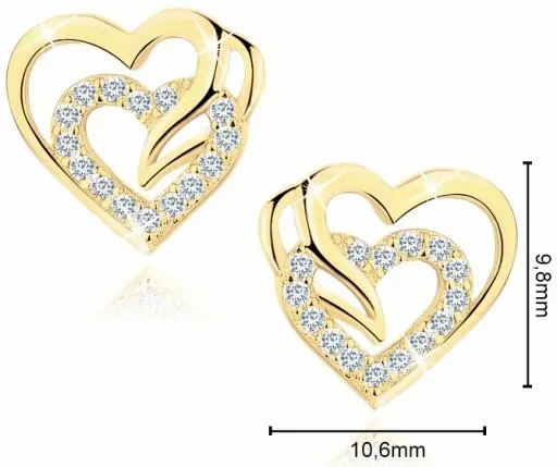 ZŁOTE KOLCZYKI WKRĘTKI SZTYFTY SERCA, KOLCZYKI SREBRO PRÓBA 925 ORYGINALNE zdjęcie 5