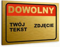 Tabliczka znak informacyjny 20x15 Złota DOWOLNE ZDJĘCIE Nierdzewna