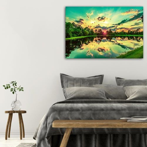 Deco Panel, Wschód słońca nad jeziorem 60x40 na Arena.pl