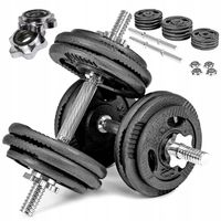 HANTLE ŻELIWNE 2x15KG regulowane ZESTAW HANTLI SAPPHIRE gryfy